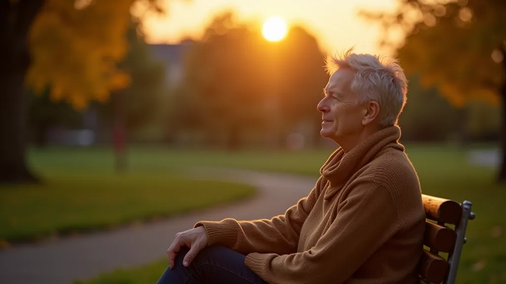 Person aged 48 in contemplative moment, looking out window